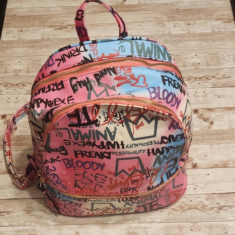 Graffiti Patterned Backpack